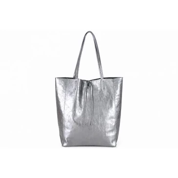 Valódi bőr női táska ezüst színben
