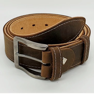 Kétrétegű Dísztűzött Bőröv Barna 160cm