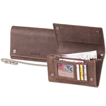 Woodland valódibőr Brifkó láncos pénztárca barna színben