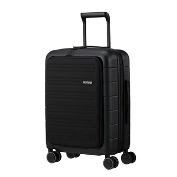 American Tourister Novastream bővíthető Spinner bőrönd 55 + laptop tartó rekesz fekete 