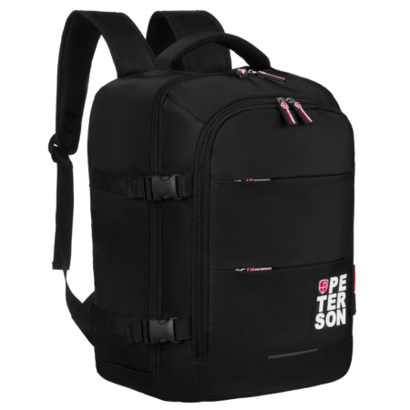 Peterson 3- Funkciós Utazó Hátizsák, WizzAir méretű 40x30x20cm, Fekete-Piros Színben