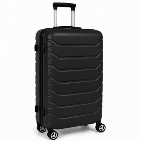 AVENTO fekete közepes méretű keményfedeles bőrönd 68 × 45 × 26 cm (M) – Kivehető dupla kerekekkel, számzárral