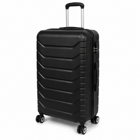 AVENTO fekete közepes méretű keményfedeles bőrönd 68 × 45 × 26 cm (M) – Kivehető dupla kerekekkel, számzárral