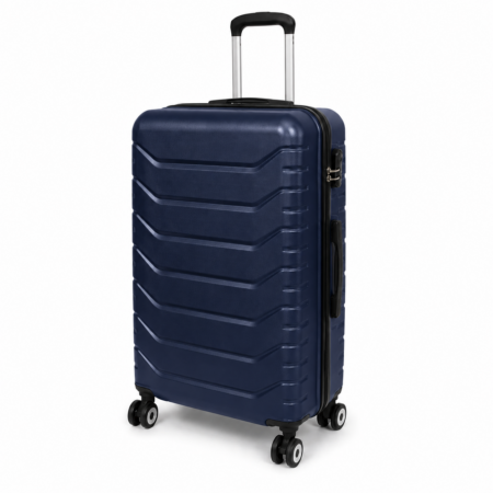 AVENTO sötétkék közepes méretű keményfedeles bőrönd 68 × 45 × 26 cm (M) – Kivehető dupla kerekekkel, számzárral
