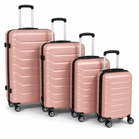AVENTO rosegold 4 részes ABS bőröndszett kivehető dupla kerekekkel, számzárral – XS, S, M, L