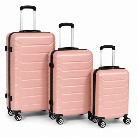 AVENTO rosegold 3 részes ABS bőröndszett kivehető dupla kerekekkel, számzárral – S, M, L