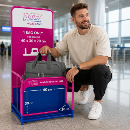 Ryanair &amp; Wizz Air 40×30×20 cm kézipoggyász utazótáska – szürke
