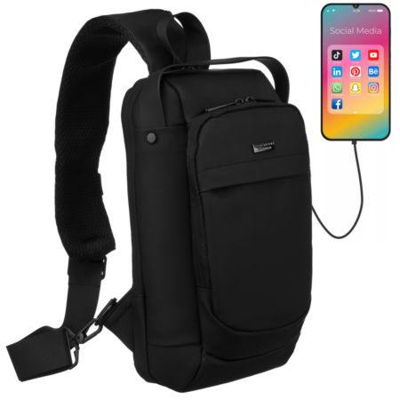 Vízálló Testtáska/Válltáska USB csatlakozóval