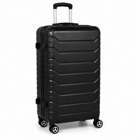 AVENTO fekete nagyméretű keményfedeles bőrönd 76 × 50 × 29 cm (L) – Kivehető dupla kerekekkel, számzárral