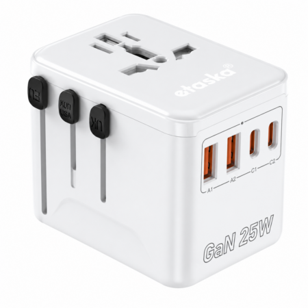 Utazási kiegészítők Világ adapter USB Töltővel OL-A01-PQ25 fehér színben