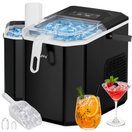 Ruhhy 1,2 literes fekete jégkészítő, 12 kg/24 óra, gyors jéggyártás