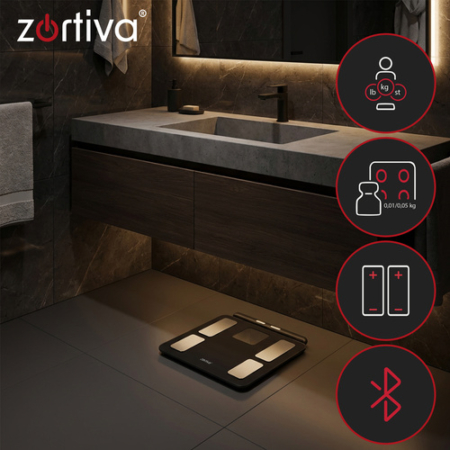 Zortiva Analitikai bluetoothos fürdőszobamérleg