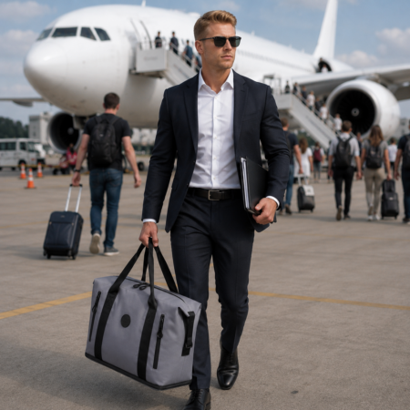Bőrönd méretű szürke utazótáska/sporttáska 55x40x22 WizzAir elsőbbségi méret