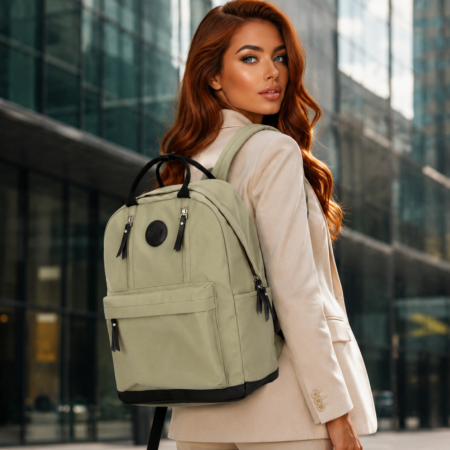 Divatos városi A4-es laptop hátizsák,khaki - Himawari