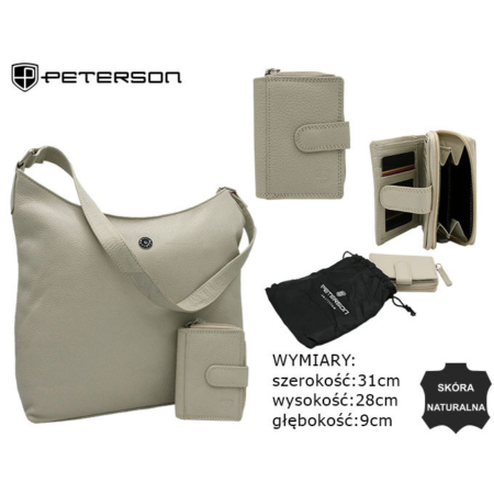 PETERSON bőrtáska+táska PTN 6104-DS L.Beige