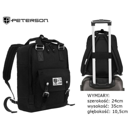 PETERSON PTN 2023-2 Fekete poliészter hátizsák PETERSON PTN 2023-2 Fekete