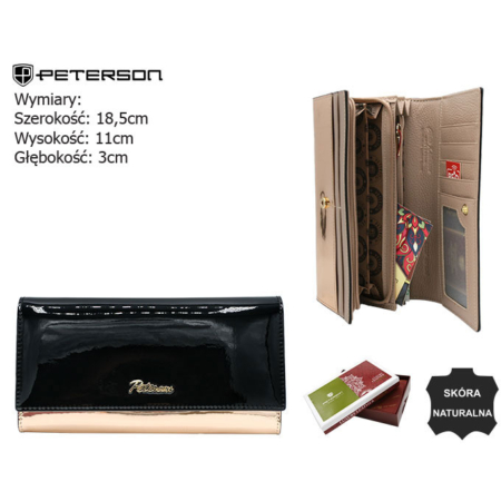 Női bőr pénztárca PTN 1N-409 Fekete+R.Gold
