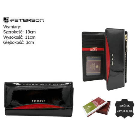 Női bőr pénztárca PTN BC-415 Fekete+piros