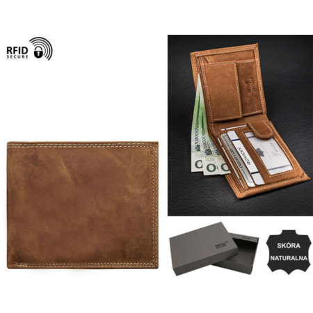 Férfi No Logo bőr pénztárca N0035-CHM-NL Cognac