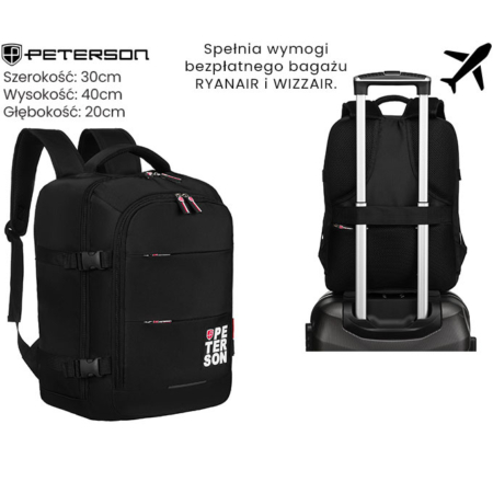PTN PLG-01-D utazási hátizsák Fekete+piros