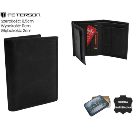 Férfi bőr pénztárca PTN RM-12-LWC Fekete