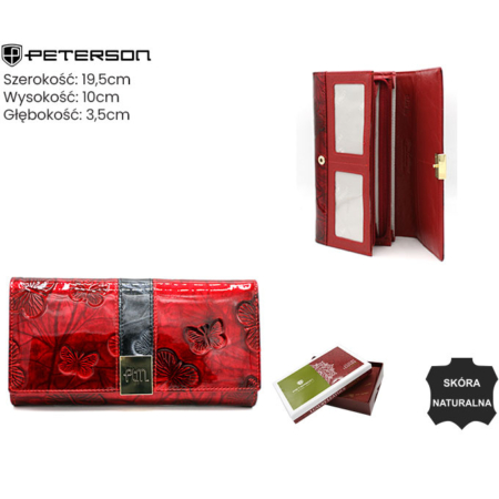 Női bőr pénztárca PTN 42100-NBF Piros-fekete