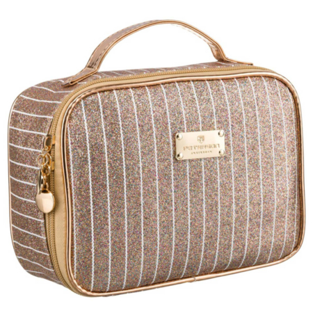 Glitteres kozmetikai táska fogantyúval PTN KOS-L03-B Gold Rose Peterson