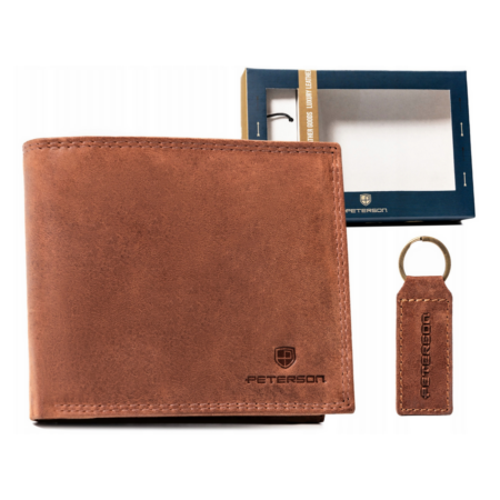 Ajándékcsomag: bőrtárca és kulcstartó PTN SET-M-N994-CHM Cognac