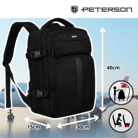 Peterson PTN PTY-05 Fekete utazó hátizsák