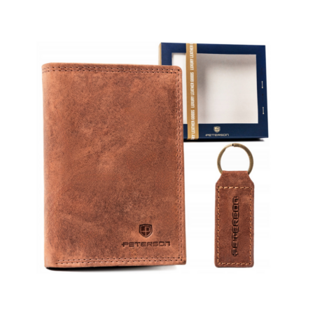 Ajándék szett: bőrtárca és kulcstartó Peterson PTN SET-M-1542-CHM Cognac