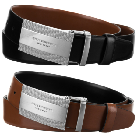 Ajándék szett: férfi kétoldalas bőr öv + 2 PTN csat KL-B007-S001 Peterson