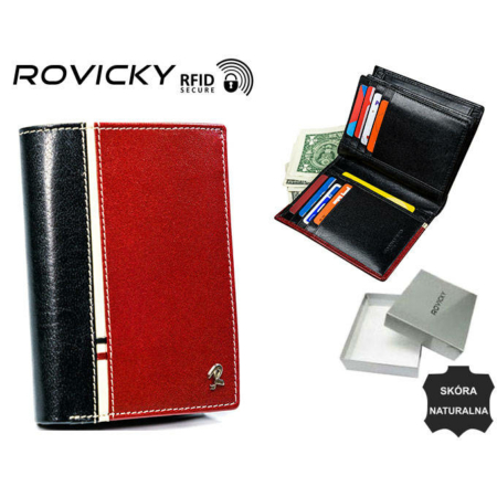 ROVICKY 331-RBA-D FEKETE-VÖRÖS RFID bőr pénztárca
