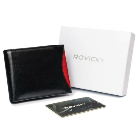 RFID bőr pénztárca ROVICKY 1540-03-BOR Fekete+piros