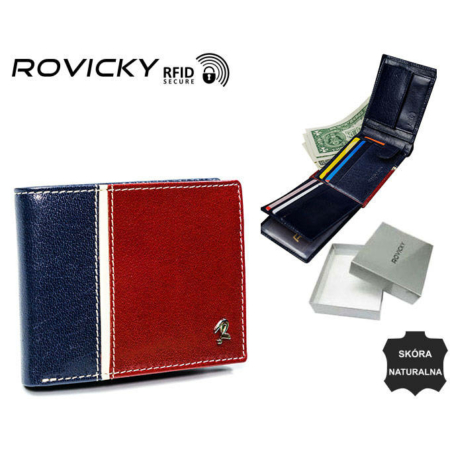 ROVICKY 323-RBA-D Navy+Red RFID bőr pénztárca