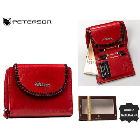PETERSON PTN KA-21 piros+fekete RFID bőr pénztárca