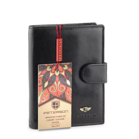 PETERSON PTN 317Z 2-1-1 FEKETE RFID bőr pénztárca