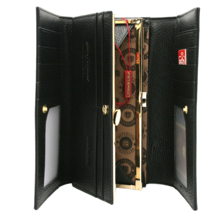 PETERSON PTN LJ-490 Fekete+arany RFID bőr pénztárca