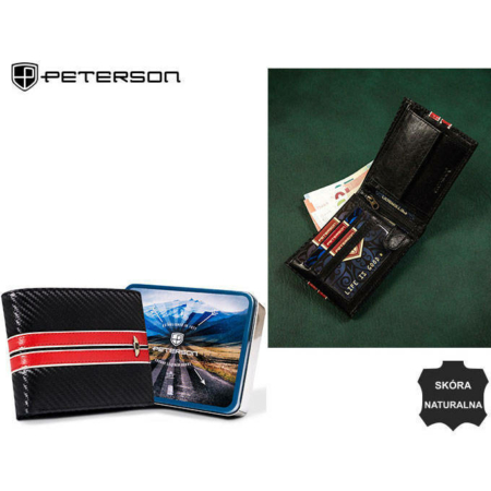 Bőr pénztárca PTN 304 MOTO1 Carbon Black+Red