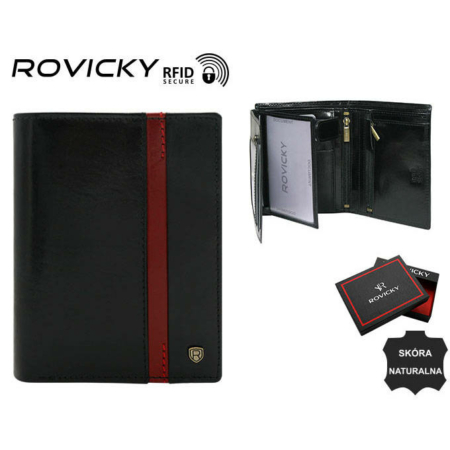 Férfi bőr pénztárca N575-RVTP-3074 Fekete-Vörös