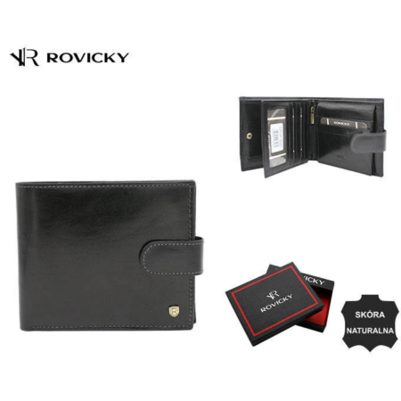 RFID bőr pénztárca ROVICKY 22323L-VT-RVT Fekete