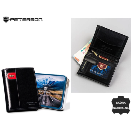 Férfi bőr pénztárca PTN 22309L-VT-E Fekete+piros