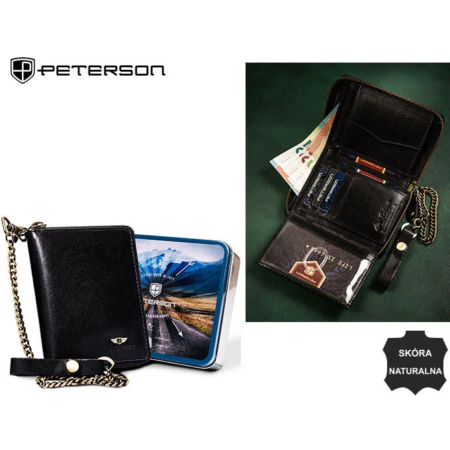 PETERSON PTN 340L-2-1-1 FEKETE RFID bőr pénztárca