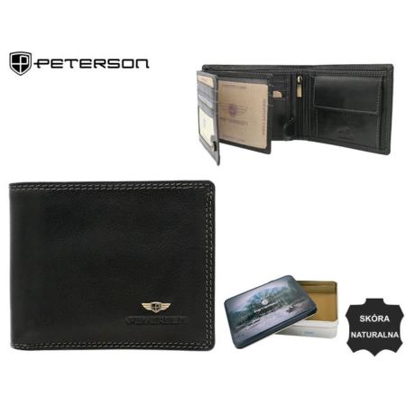RFID bőr pénztárca PTN WL-0305-COM Fekete