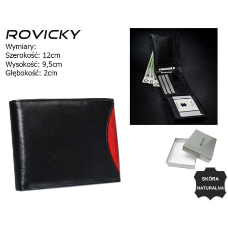 RFID bőrtárca ROVICKY 1567-03-BOR Fekete+piros