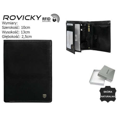 RFID bőr pénztárca ROVICKY N4-RVT Fekete