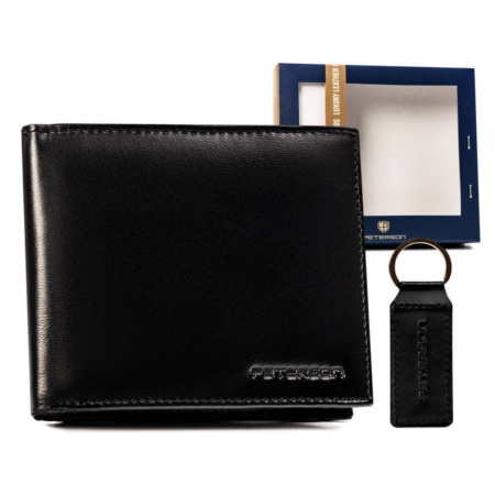 PETERSON PTN SET-M-N992-KCS bőr pénztárca és kulcstartó ajándék szett