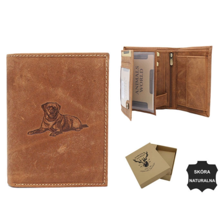 Férfi bőr pénztárca RFID kutyagravírozással N4-CHM-DOG-1 Cognac