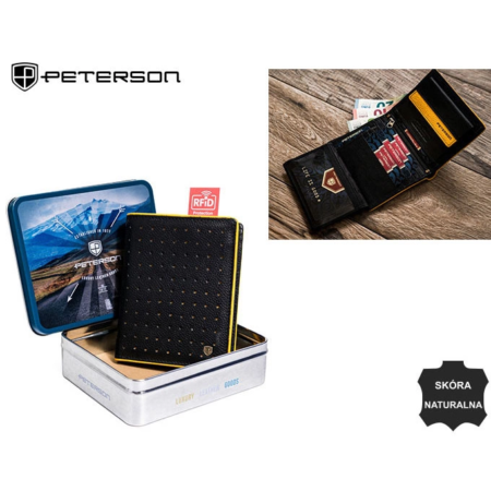 RFID bőr pénztárca PTN 302.03 Fekete+sárga