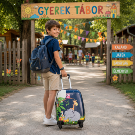 Prémium minőségű Gurulós Gyermek Bőrönd kivehető kerekekkel