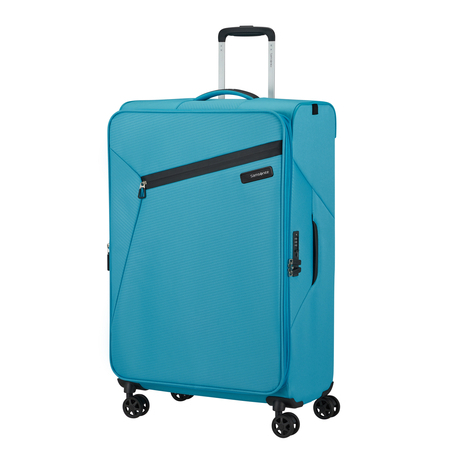 Litebeam Spinner Bővíthető bőrőnd 77 cm 5 év garancia Világoskék